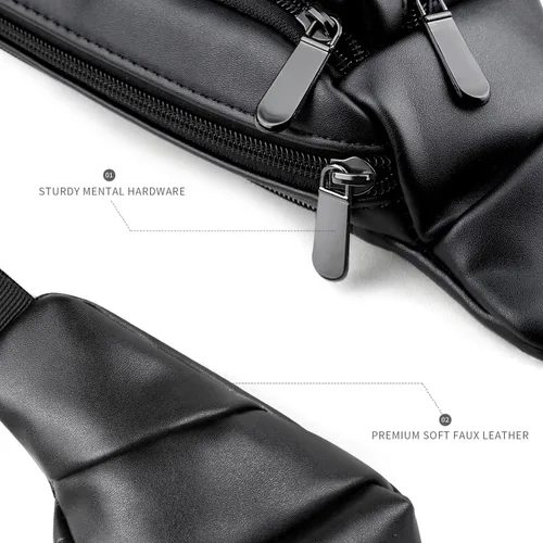 Vista 7 de Riñoneras de cuero para mujer, cangurera negra a la moda para hombres, niñas y niños, unisex de talla grande, bolsa cruzada de cintura linda, bolsa