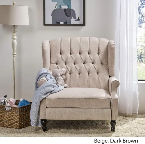 Vista 4 de Christopher Knight Home Salome - Reclinador de empuje hacia atrás, beige, marrón oscuro