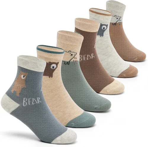 Vista 21 de Aisyee Calcetines de algodón para niños, calcetines sin costuras para niños, calcetines coloridos de cuarto de punto, paquete de 6