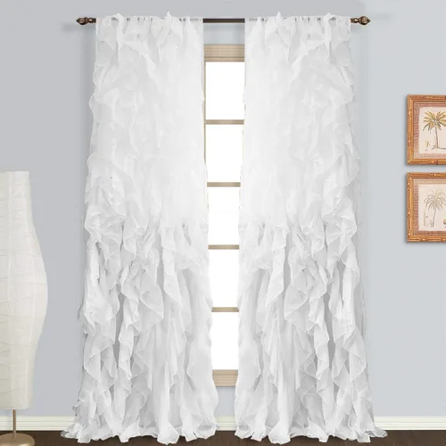 Vista 5 de DiamondHome Cascade - Cenefa transparente con volantes (50 x 16 pulgadas)