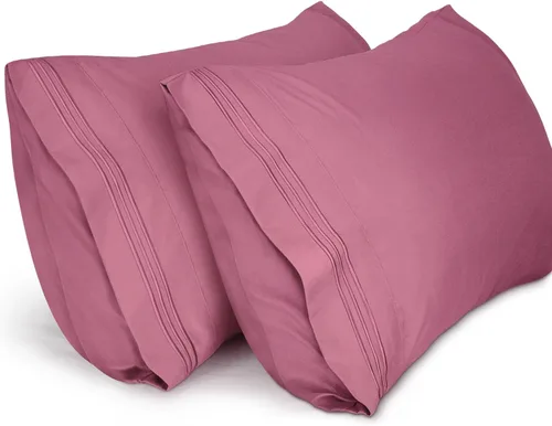 Vista 6 de Lirex Fundas de almohada (paquete de 2), fundas de almohada de microfibra cepillada suave de 1800 hilos, lavables a máquina, sin arrugas, Beige