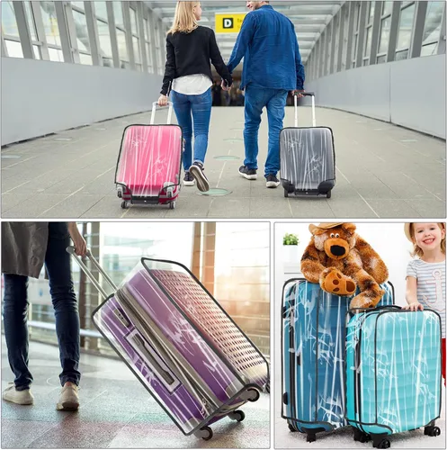 Vista 7 de Reginary 8 piezas transparente cubierta de equipaje PVC impermeable maleta cubierta protectora para equipaje Spinner ruedas maleta, Transparente