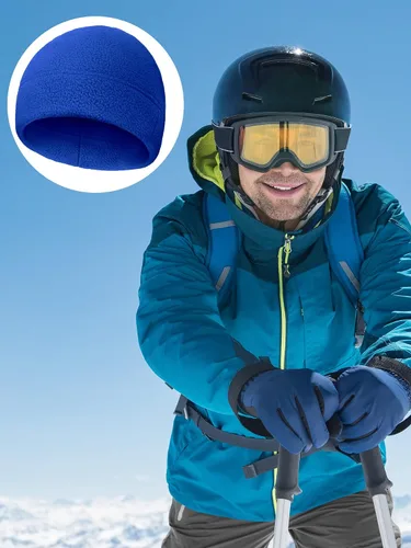 Vista 2 de 4 gorras de calavera para hombre, gorro de forro polar suave, grueso, resistente al viento, para exteriores, para mujer