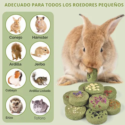 Vista 8 de ERKOON Juguetes para conejos, 100 % comestibles de heno Timothy prémium para conejos, golosinas de chinchilla, juguetes masticables para dientes
