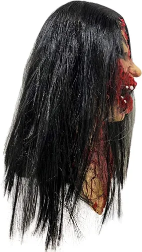 Vista 4 de Pigmiss Máscara de zombi con pelucas, espeluznante y sangrienta, realista, máscara de fantasma, disfraces de Halloween, accesorios de cosplay