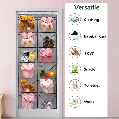 Vista 2 de Organizador de zapatos con bolsillos extra grandes, organizador colgante para dormitorio, almacenamiento de zapatos, baño, zapatero con 12 bolsillos