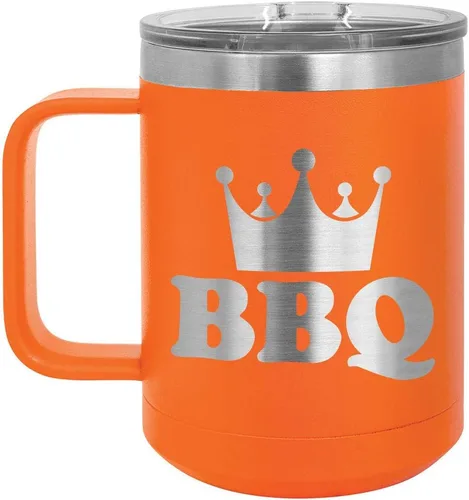 Vista 5 de Taza de café para barbacoa King de 15 onzas con tapa superior deslizante, taza de café de viaje aislado idea de regalo para los hombres que tienen
