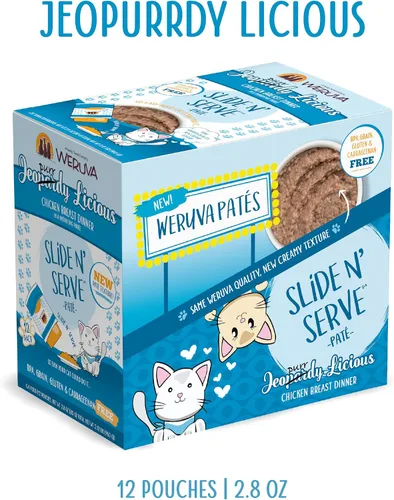 Vista 2 de Bolsas de comida para gatos Weruva clásica, Slide 'n Serve, sin cereales, paté húmedo natural