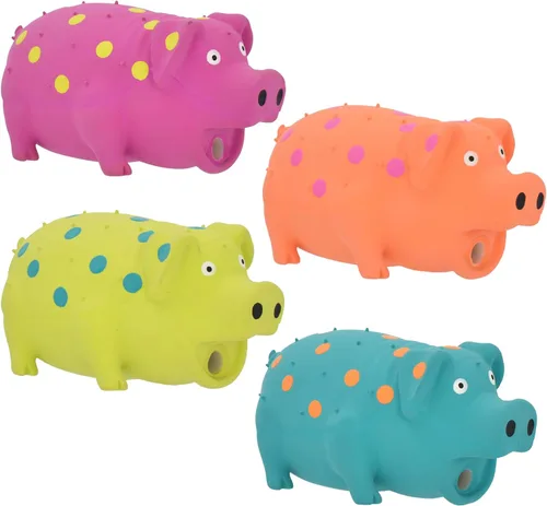 Vista 5 de Multipet Globken - Juguete de látex con forma de pollo y hipopótamo para perros, tamaño surtido