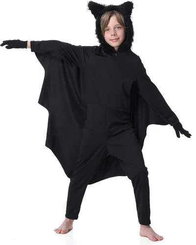 Vista 3 de Seawhisper Disfraces de murciélago de Halloween para niños, talla 4-14