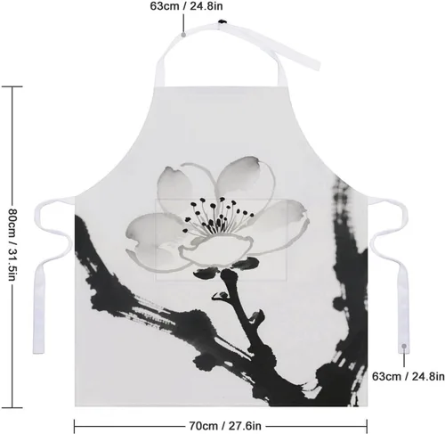 Vista 2 de MUSM Apron for Adults - 27.6 X 31.5 Inch, Heavy-Duty Polyester Aprons with Two Large Pockets, Waterproof Ink-wash Painting Scenery Kitchen Apron for