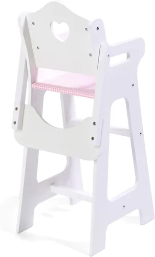 Vista 7 de Silla alta para muñeca con plato, babero y cuchara de la amrca Badger Basket White (se adapta a las muñecas American Girl)