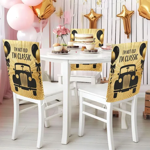 Vista 4 de Decor Retro 70s Car Gold Black Chair Seat Cover Washable for Home Decor Set of 2 Decorative Club Chair Slipcover protectores de sillas para comedor