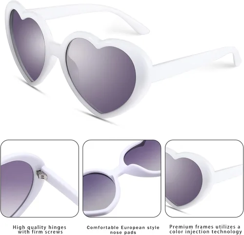 Vista 6 de Pro Acme Lentes de sol de corazón para mujer, polarizados, encantadores, estilo retro, de moda roja