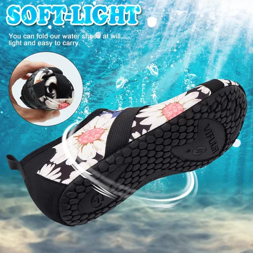 Vista 6 de VIFUUR Zapatos de agua para hombre y mujer, calcetines acuáticos de secado rápido para playa, natación, yoga, deportes al aire libre