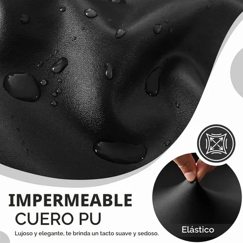 Vista 2 de Vctops - Funda elástica de 6 piezas para sofá biplaza reclinable, de cuero sintético impermeable, protector de muebles antideslizante con borde Negro