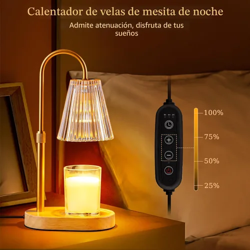 Vista 3 de Lámpara calentadora de velas con temporizador, velas eléctricas, calentadores de cera, lámparas de vidrio para tarros, quemador, altura ajustable