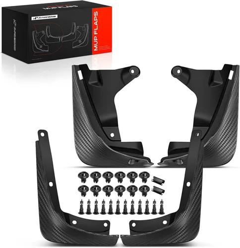Vista 13 de A-Premium Juego de 4 unidades de guardabarros con accesorios de hardware compatibles con Tesla Model S 2012-2016, sedán, color negro mate, delantero