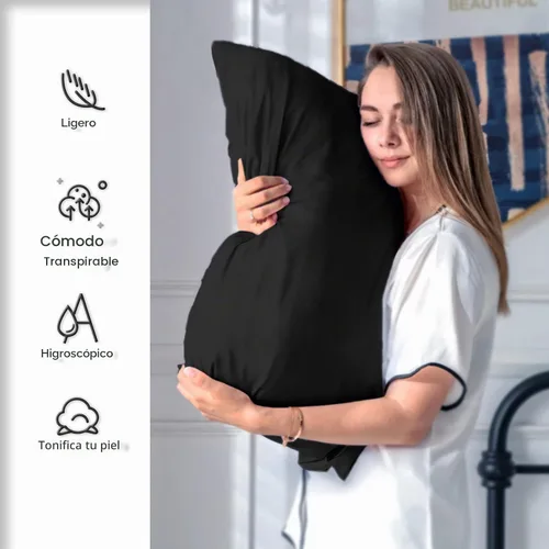 Vista 3 de Funda de almohada de seda para cabello y piel, suave, transpirable y sedosa 100% seda Queen, juego de 2, fundas de almohada de seda de morera