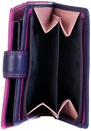 Vista 4 de VISCONTI RB40 Cartera y monedero de cuero suave pequeño multicolor para mujer, Rosa, Púrpura
