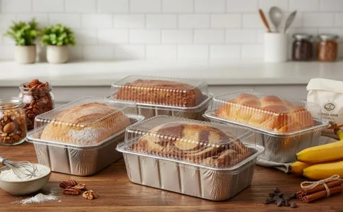 Vista 3 de Handi-Foil Molde de pan de aluminio de 2 libras con tapa de cúpula resistente (paquete de 100)