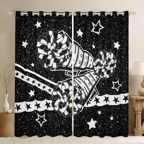 Vista 10 de Cortina de gimnasia para ventana, cortinas de lentejuelas rosas con purpurina y mariposa de diamante, para niños, niñas y mujeres, para decoración