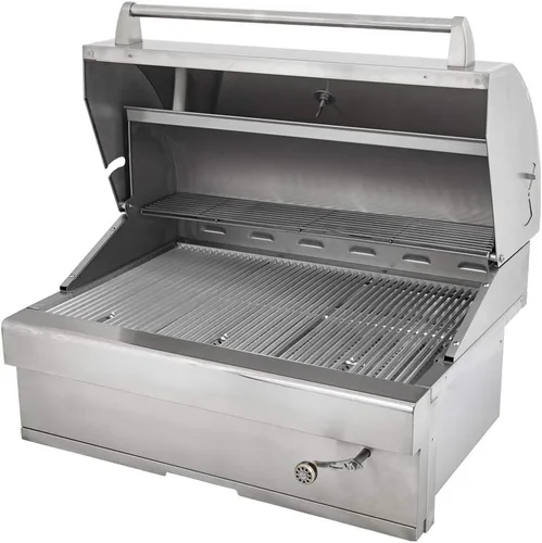 Vista 3 de Turbo Charcoal - Parrilla de barbacoa de acero inoxidable integrada de 32 pulgadas con bandeja de carbón
