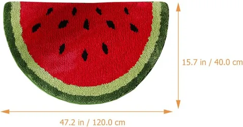 Vista 3 de VOSAREA Alfombra en forma de fruta, alfombra semicircular para puerta, alfombra de baño de felpa antideslizante, absorbente, alfombra gruesa
