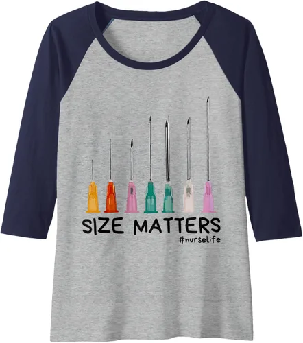 Vista 5 de Needle Size Matters Camiseta de béisbol raglán divertida de enfermería CNA Nurse Life, Negro
