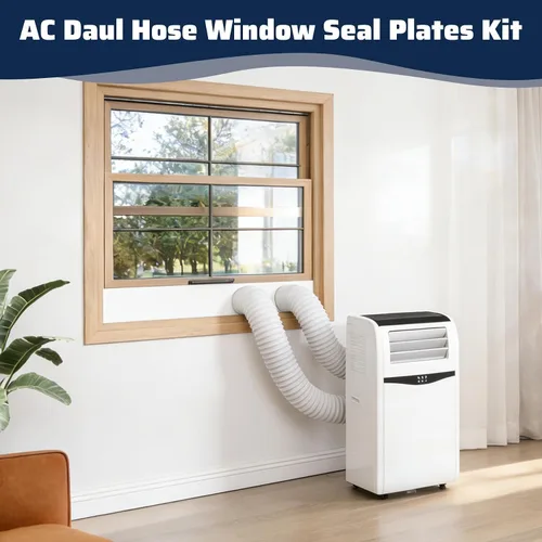 Vista 9 de Portable Air Conditioner Window Kit, AC Daul Hose Window Seal Plates Kit for Dual Hose Portable Air Conditioner with 5" Exhaust Hose, Window Vent