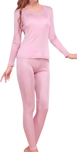 Vista 6 de Grenasasilk Ropa interior larga de seda para mujer, ropa interior térmica de seda de morera, ropa interior térmica para clima frío Beige