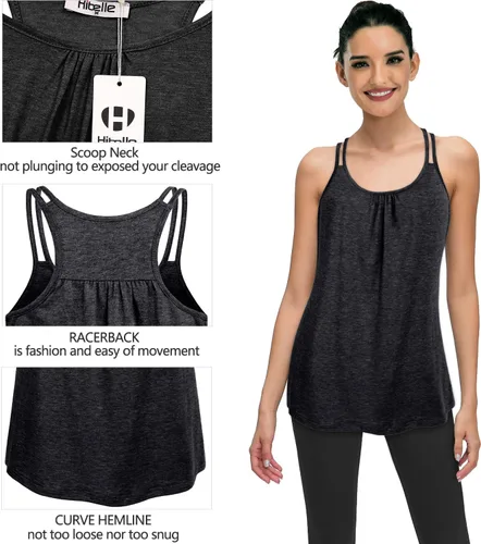 Vista 6 de Hibelle Camiseta sin mangas para mujer con cuello redondo y espalda cruzada