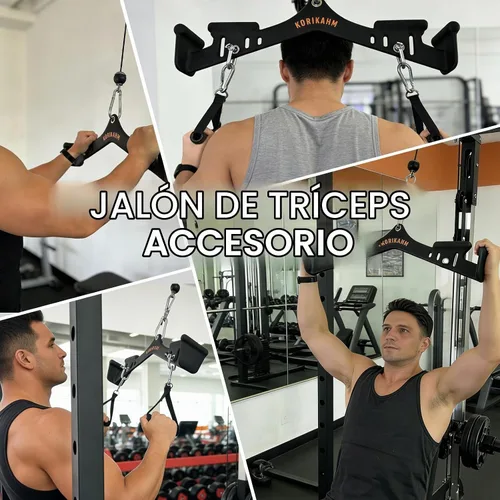 Vista 5 de Accesorios de tracción LAT de agarre múltiple, barra desplegable LAT, accesorio de máquina de cable para entrenamiento de músculos de la espalda