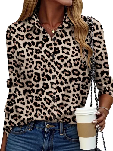 Vista 14 de ZEAGOO Camisa de manga larga con botones para mujer, blusas con estampado floral, trajes de trabajo casuales de negocios, tallas S-XXL