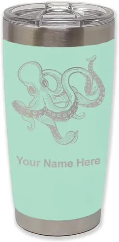 Vista 7 de LaserGram Vaso aislado al vacío de 20 onzas, Kraken, grabado personalizado incluido (negro)