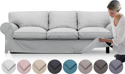 Vista 10 de comfortly Funda para sofá EKTORP de 3 asientos, funda de repuesto resistente de 7 piezas, resistente tela nanotecnológica a prueba de mascotas