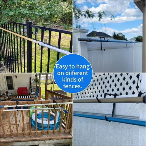 Vista 7 de Ganchos resistentes para postes de piscina, ganchos ajustables para postes, mangueras, desnatadores, ganchos negros para colgar accesorios