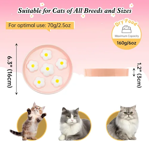 Vista 2 de Ceramic Slow Feeder Cat Bowl, 6.3" Whisker Friendly Anti-Vomit, White Blanco