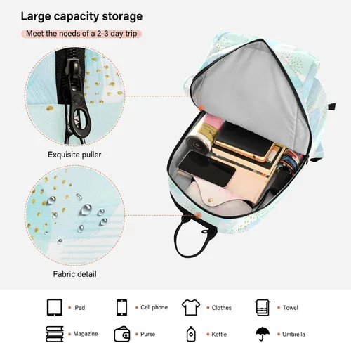 Vista 6 de Bolsa de pelota de raqueta de tenis resistente al agua azul pastel círculos lunares 3 raquetas bádminton bolsa de hombro para mujeres, hombres