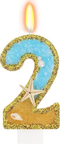 Vista 31 de Vela número 1 de estrella de mar de playa para decoración de pastel Plata