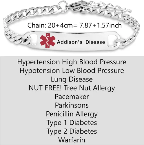 Vista 3 de Pulsera de identificación médica para diabetes DNR donante de órganos de emergencia, regalo de identificación para mamá, familia, hija, hijo