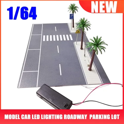 Vista 9 de Diorama 1/64 Coche Garaje Modelo LED Iluminación Estacionamiento Coche Ciudad Carretera Escena Modelo Juguete