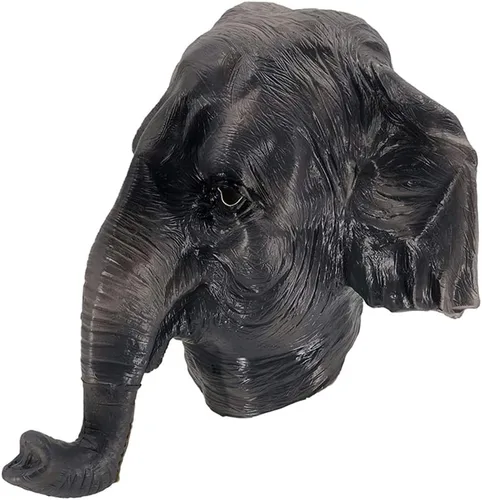 Vista 3 de HENGYUTOYMASK Máscara de elefante de látex para Halloween, máscara de cabeza de animal para disfraz de fiesta de adultos