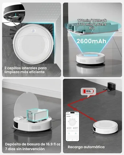 Vista 7 de Lefant M310 Ultra Robot Vacuum and Mop, 6000Pa Suction-Slim Robotic Cleaner with ToF LiDAR Navigation, Accurate Obstacle Avoidance, WiFi/App/Alexa