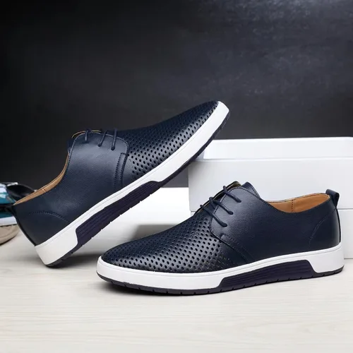 Vista 7 de Zapatos Oxford casuales para hombre, zapatos de vestir con cordones, cómodos zapatos deportivos de moda