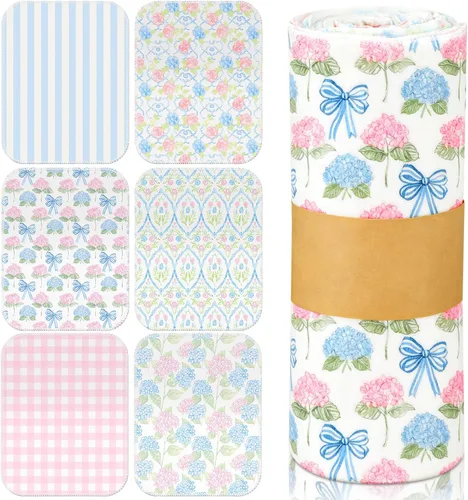 Vista 15 de Paquete de 6 paños de cocina reutilizables, toallas de algodón, flores silvestres