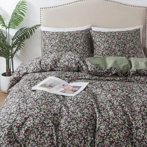Vista 62 de HoneiLife Juegos de Fundas de Edredón Twin - Funda de Edredón Floral 100% Algodón, Juego de Ropa de Cama Transpirable de 2 Piezas con Cierre