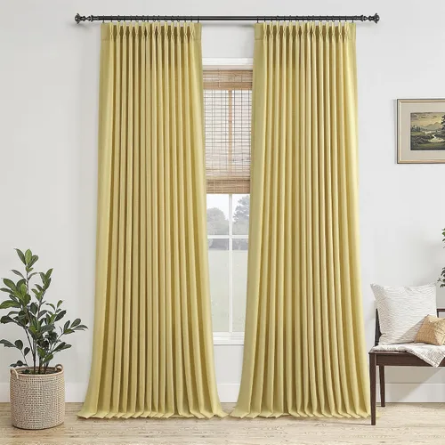 Vista 17 de Jowels Cortinas de lino plisadas naturales con memoria de 96 pulgadas