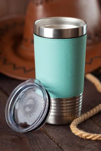 Vista 6 de LaserGram Vaso aislado al vacío de 20 onzas, signo del zodiaco, acuario, grabado personalizado incluido (cuero sintético, estilo béisbol)