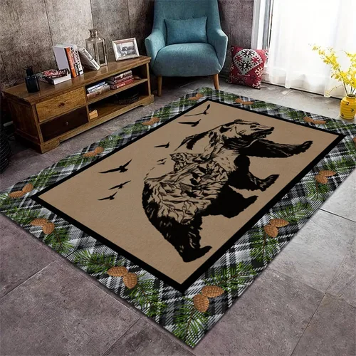 Vista 13 de Alfombra rústica de estilo occidental para sala de estar, antideslizante y lavable, para dormitorio, sala de estar, cocina, 3 x 4 pies